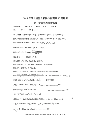 2024年湖北省新八校协作体高三10月联考 数学答案.pdf