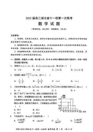 2025届高三湖北省十一校第一次联考数学试题卷（pdf版）.pdf