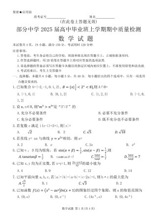福建省名校联盟2024-2025学年高三上学期期中考试数学_数学.pdf