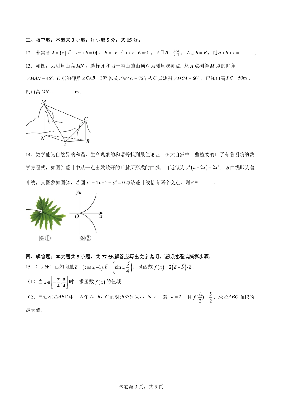 广东省华南师范大学附属中学2024-2025学年高三上学期11月综合测试（二）数学 PDF版含解析（可编辑）.pdf_第3页