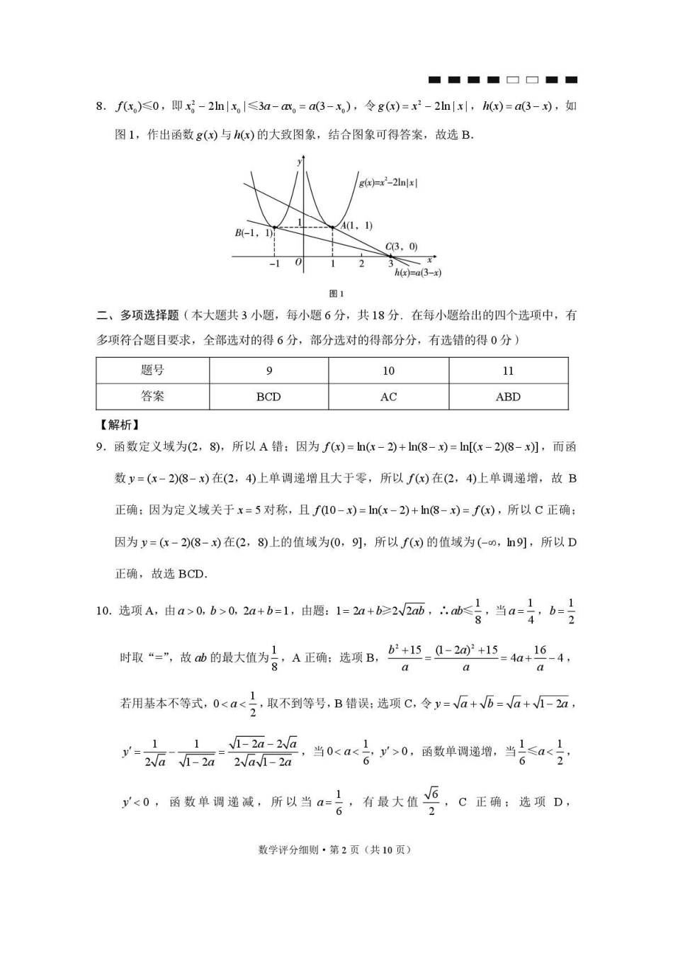 贵阳第一中学2026届高考适应性月考卷（二）数学答案.pdf_第2页