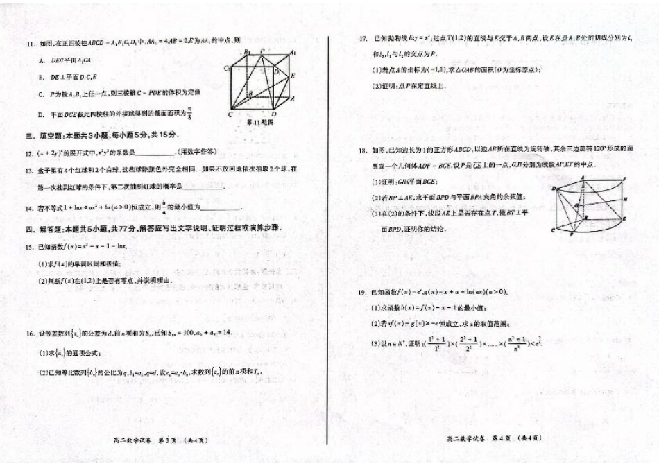 桂林2024年春季期末高二数学试卷.pdf_第2页