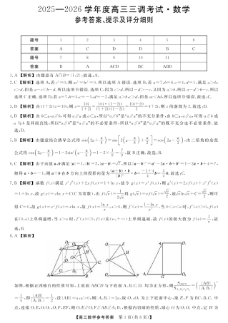 河北省衡水市2025-2026学年高三上学期第三次调研考试（26008C）数学答案.pdf