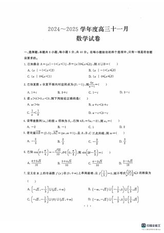 湖北省武汉市江岸区2024-2025学年高三上学期11月调考数学_数学(1).pdf