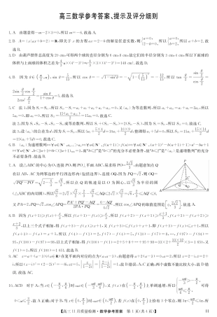 九师联盟2025届高三上学期教学质量监测11月联考数学试题_数学答案-11月质量检测（H）.pdf