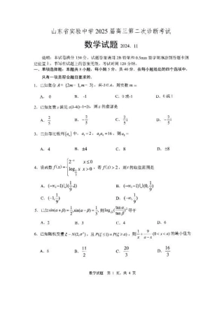 山东省实验中学2024-2025学年高三上学期11月期中数学_数学试卷.pdf