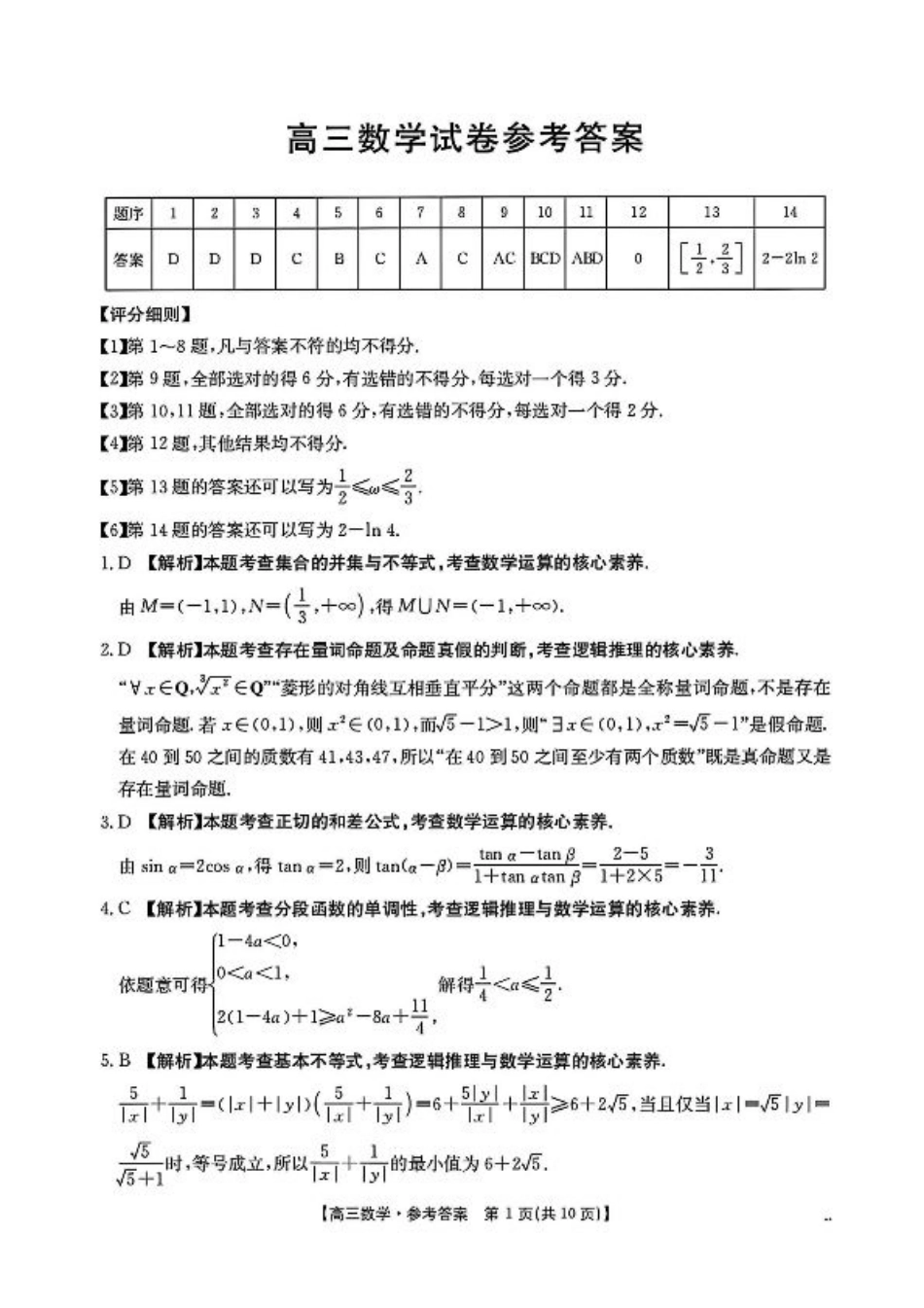 数学答案-江西2025年高三10月联考.pdf_第1页