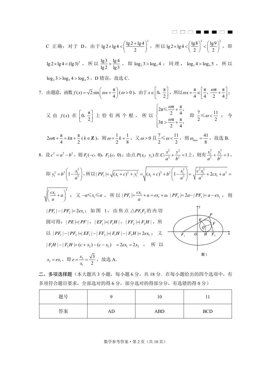 云南师范大学附属中学2025届高三高考适应性月考卷（四）数学答案.pdf_第2页