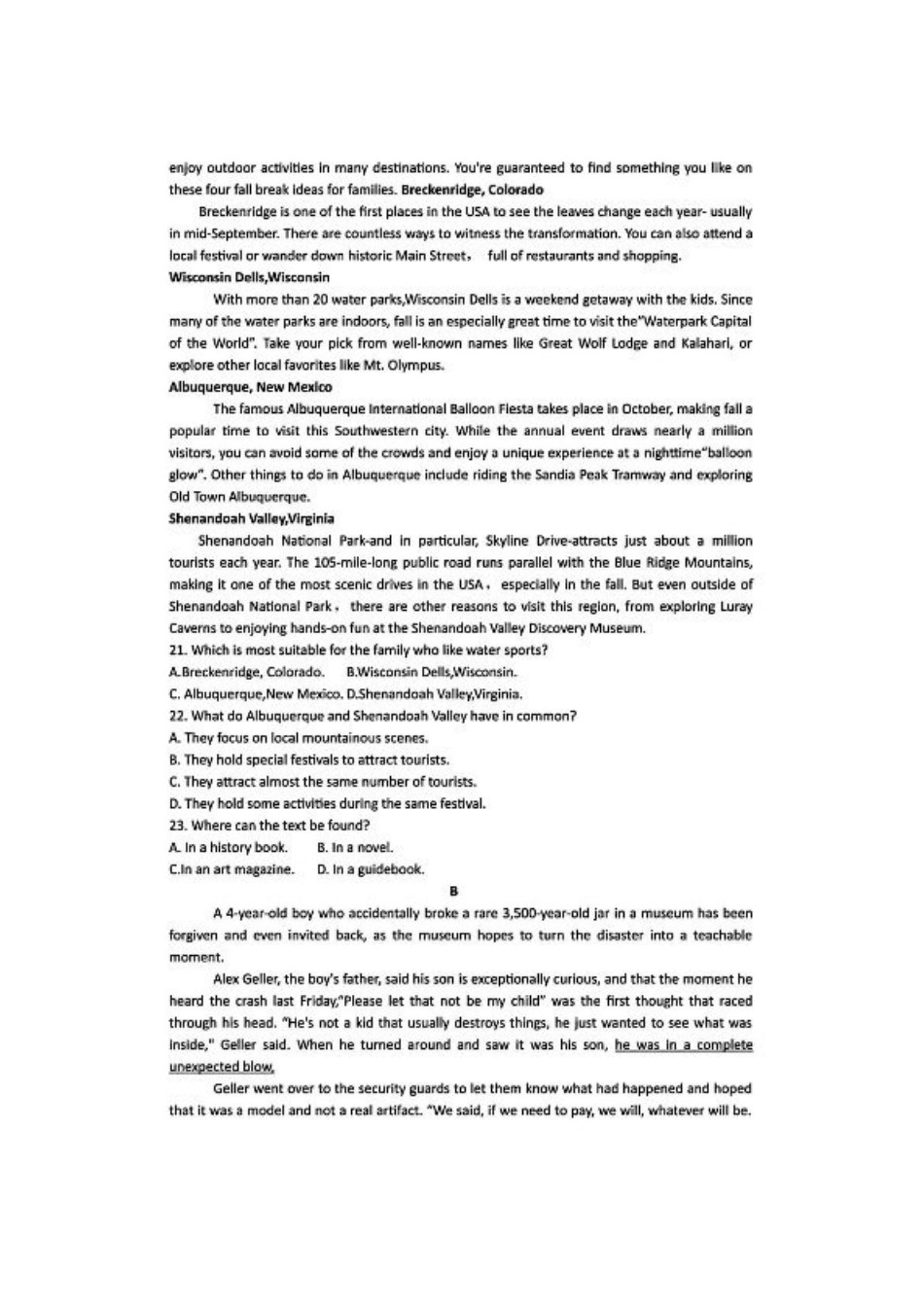 陕西省安康市2024-2025学年高三上学期第一次质量联考英语+答案.pdf_第3页