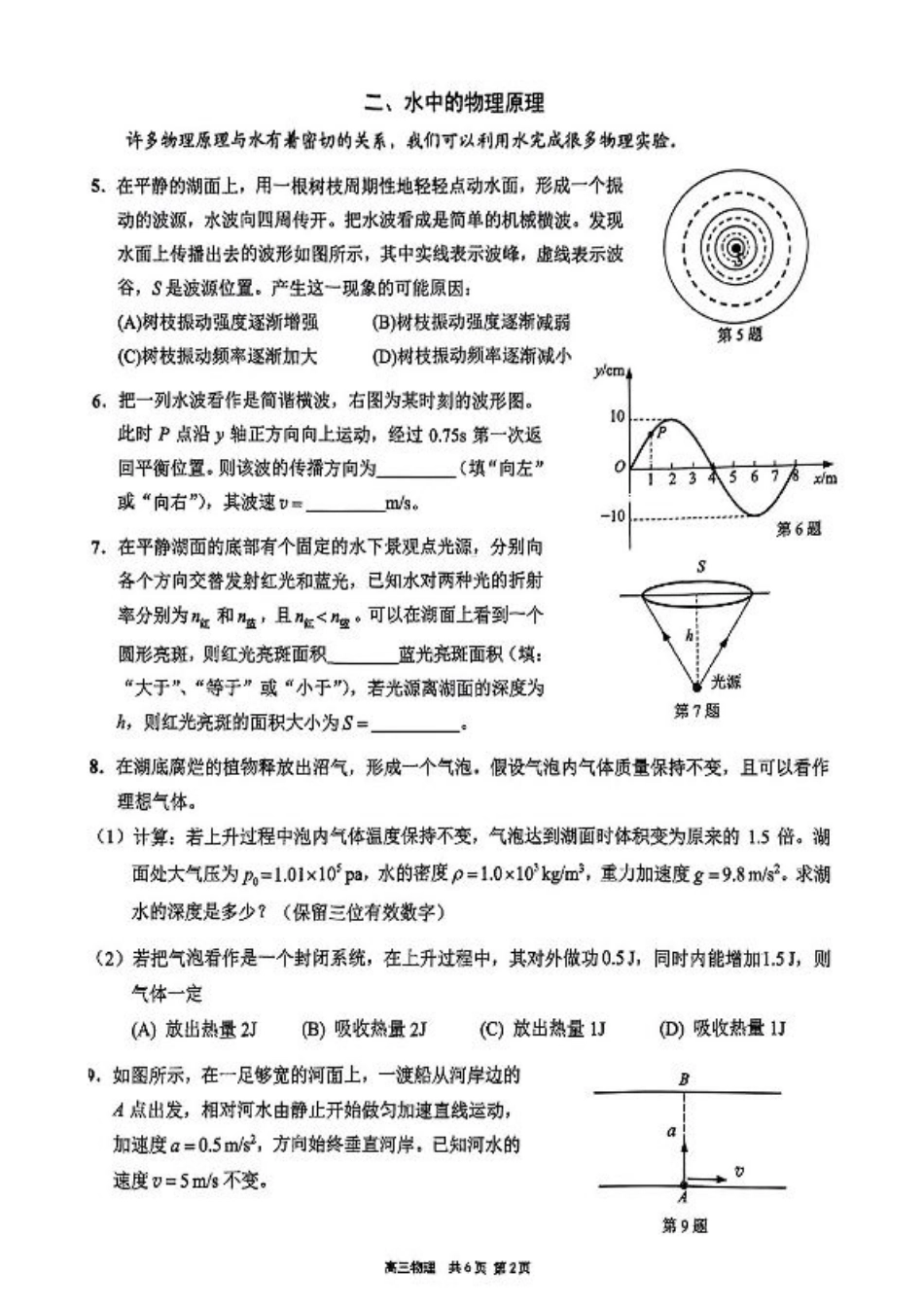 上海市崇明区2025届高三第二次模拟考试物理+答案.pdf_第2页
