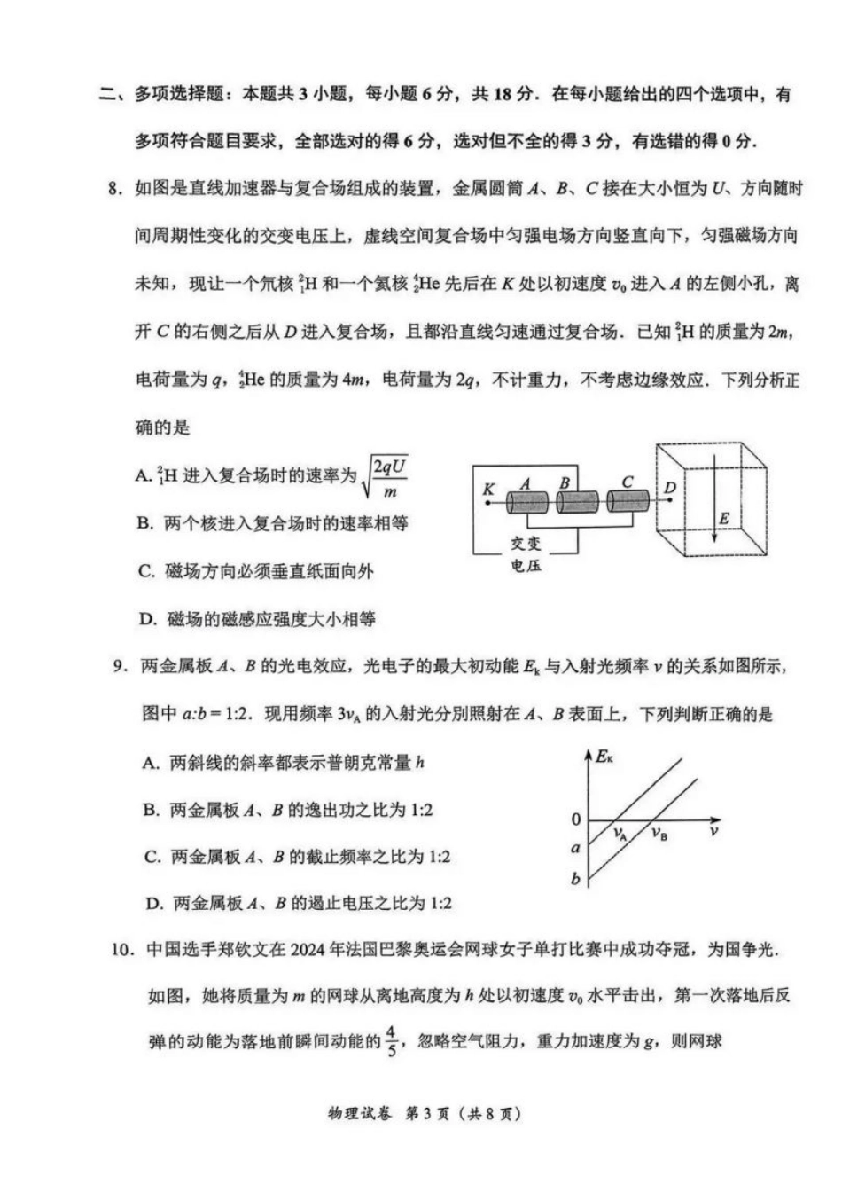 广东省2025届高三下学期3月综合能力测试-物理.pdf_第3页