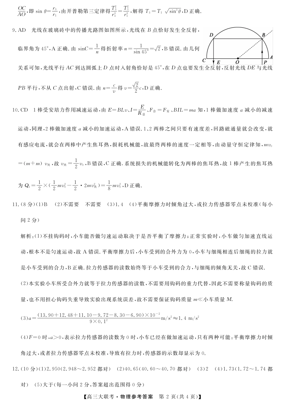 2025届广东省大湾区（正禾）大联考高三上学期模拟联考物理试卷_大湾区（正禾）大联考--物理答案.pdf_第2页