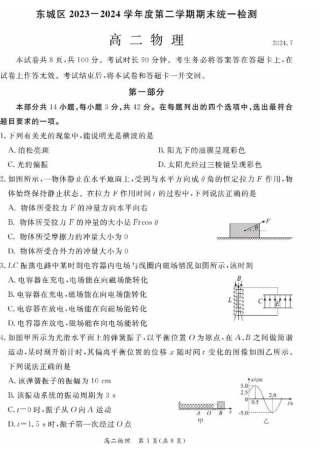 2024北京东城高二（下）期末物理试题及答案.pdf