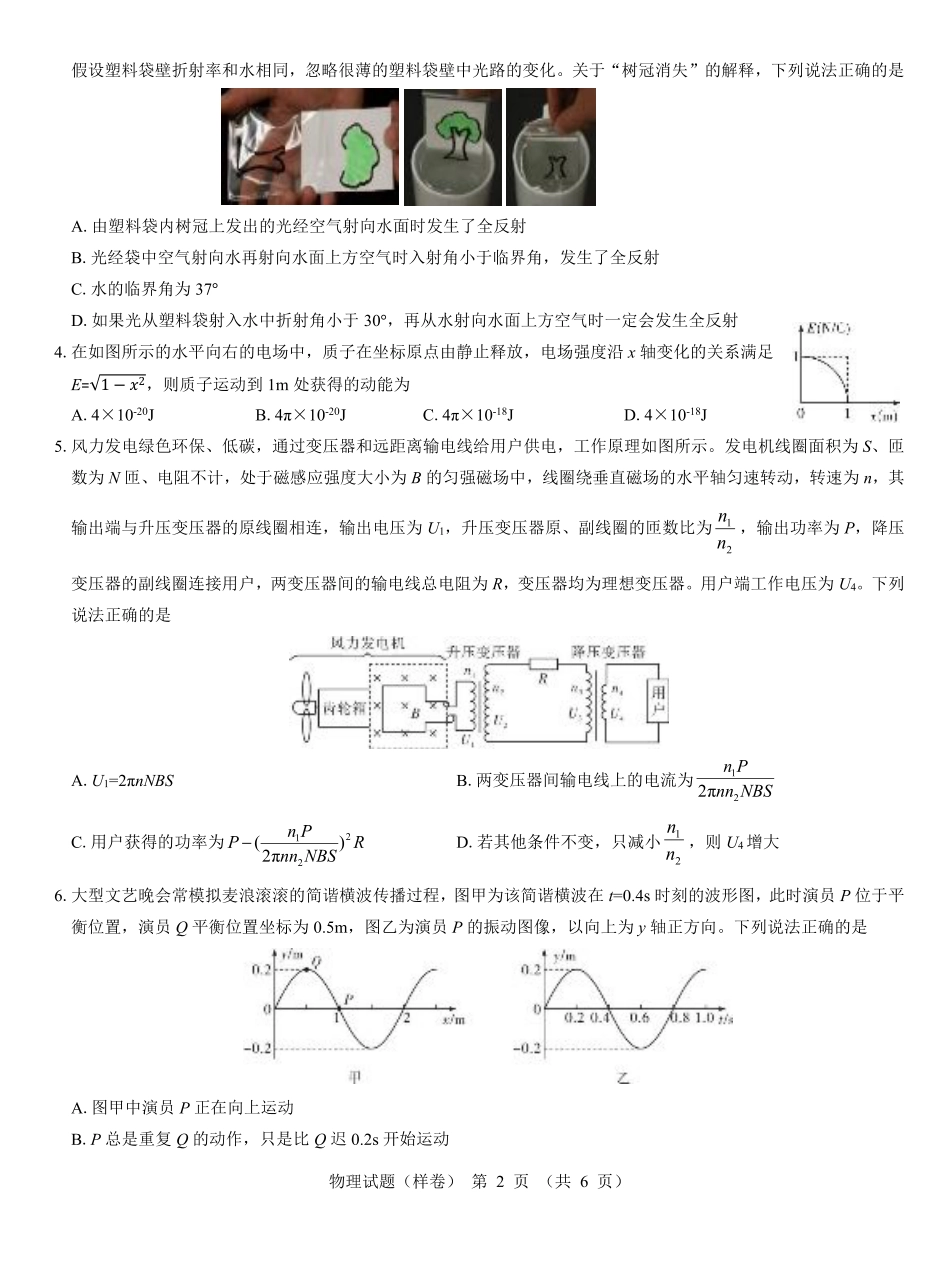 2025届高考仿真模拟卷 物理（样卷）.pdf.pdf_第2页