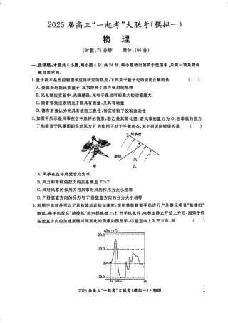2025届湖南省高三下学期“一起考”大联考（一模）物理(含答案).pdf