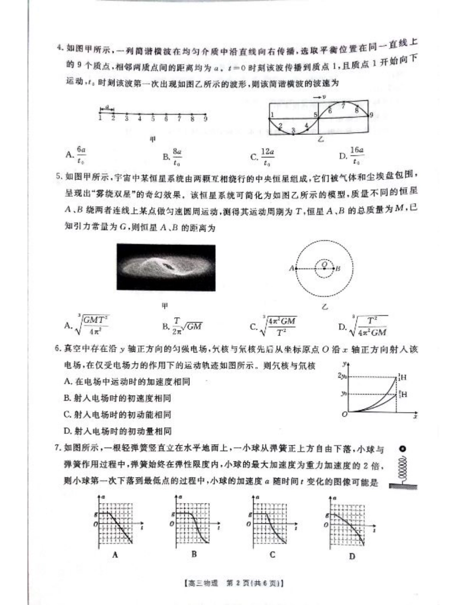 广西2025届高三10月七市联考物理试卷.pdf_第2页