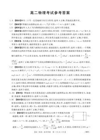 河南省2024-2025学年高二下学期6月百万大联考 物理答案.pdf