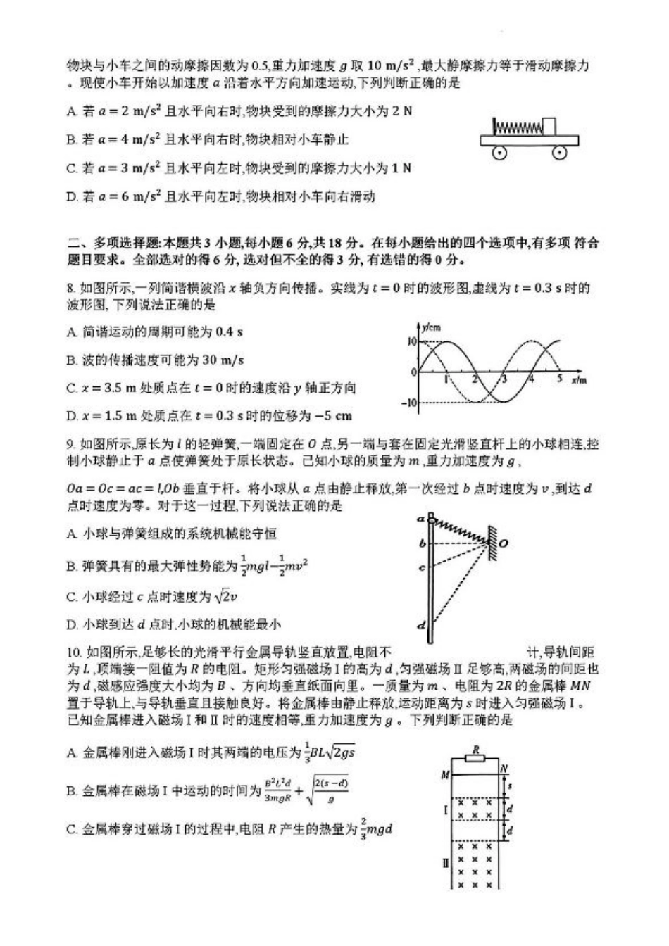 河南省大联考2024-2025学年高中毕业班阶段性测试（四）物理试卷+答案.pdf_第3页