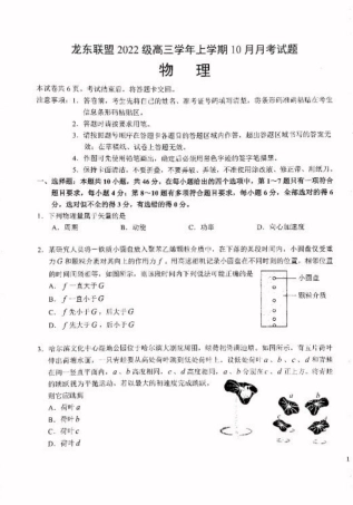 黑龙江省龙东联盟2024-2025学年高三上学期10月月考物理试题.pdf