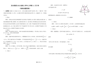 黑龙江省龙东联盟2024-2025学年高三上学期11月月考物理_物理答案.pdf