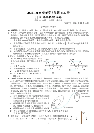 湖北省荆州市沙市中学2024-2025学年高三上学期11月月考物理试题+答案.pdf