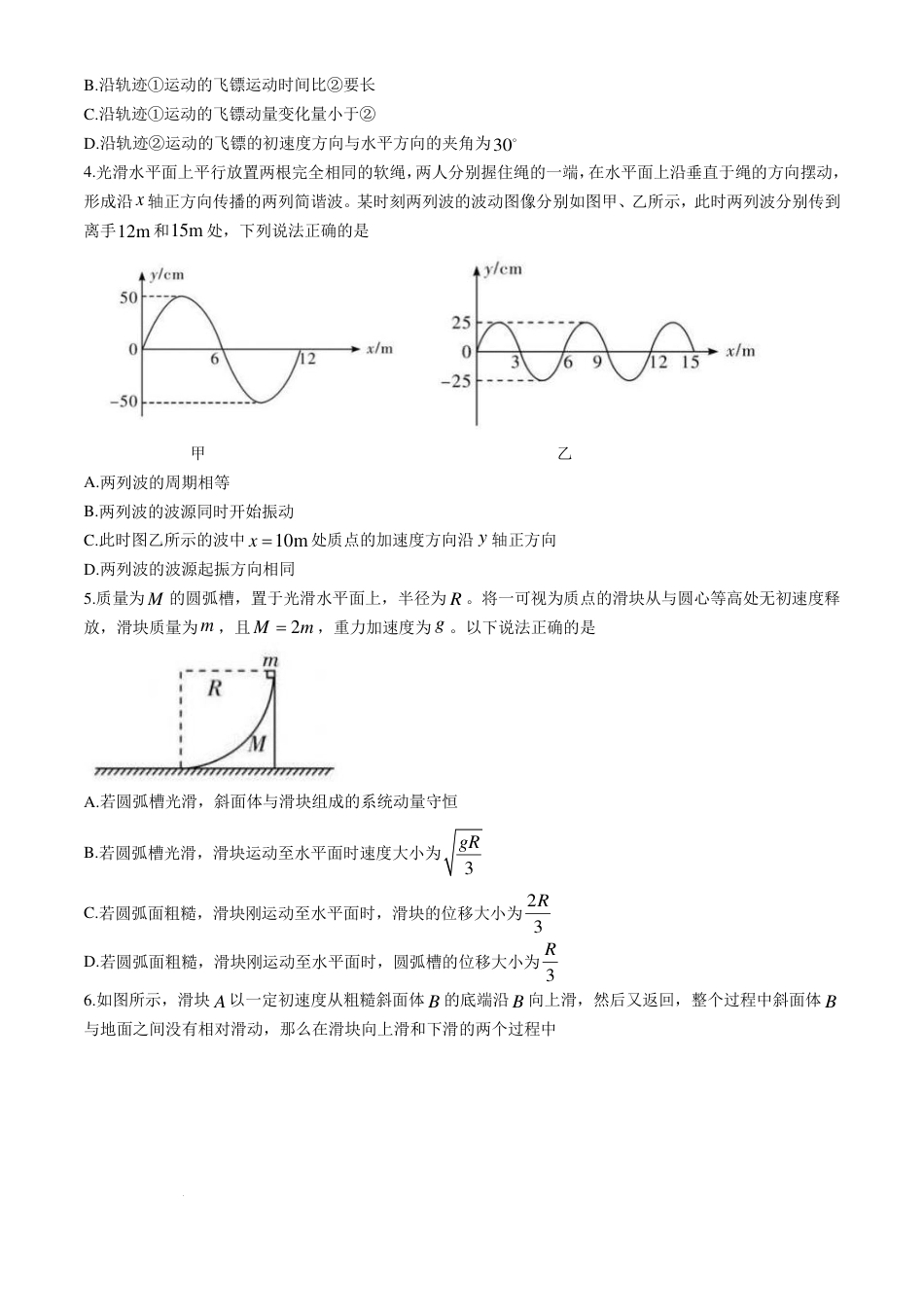 湖南省湖南师范大学附属中学2025届高三上学期月考（二）物理.pdf_第2页