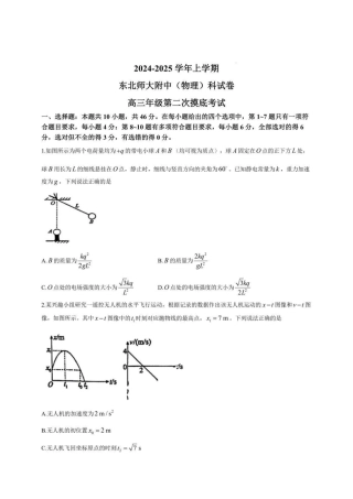 吉林省长春市东北师范大学附属中学2024-2025学年高三上学期第二次摸底考试物理试卷+答案.pdf