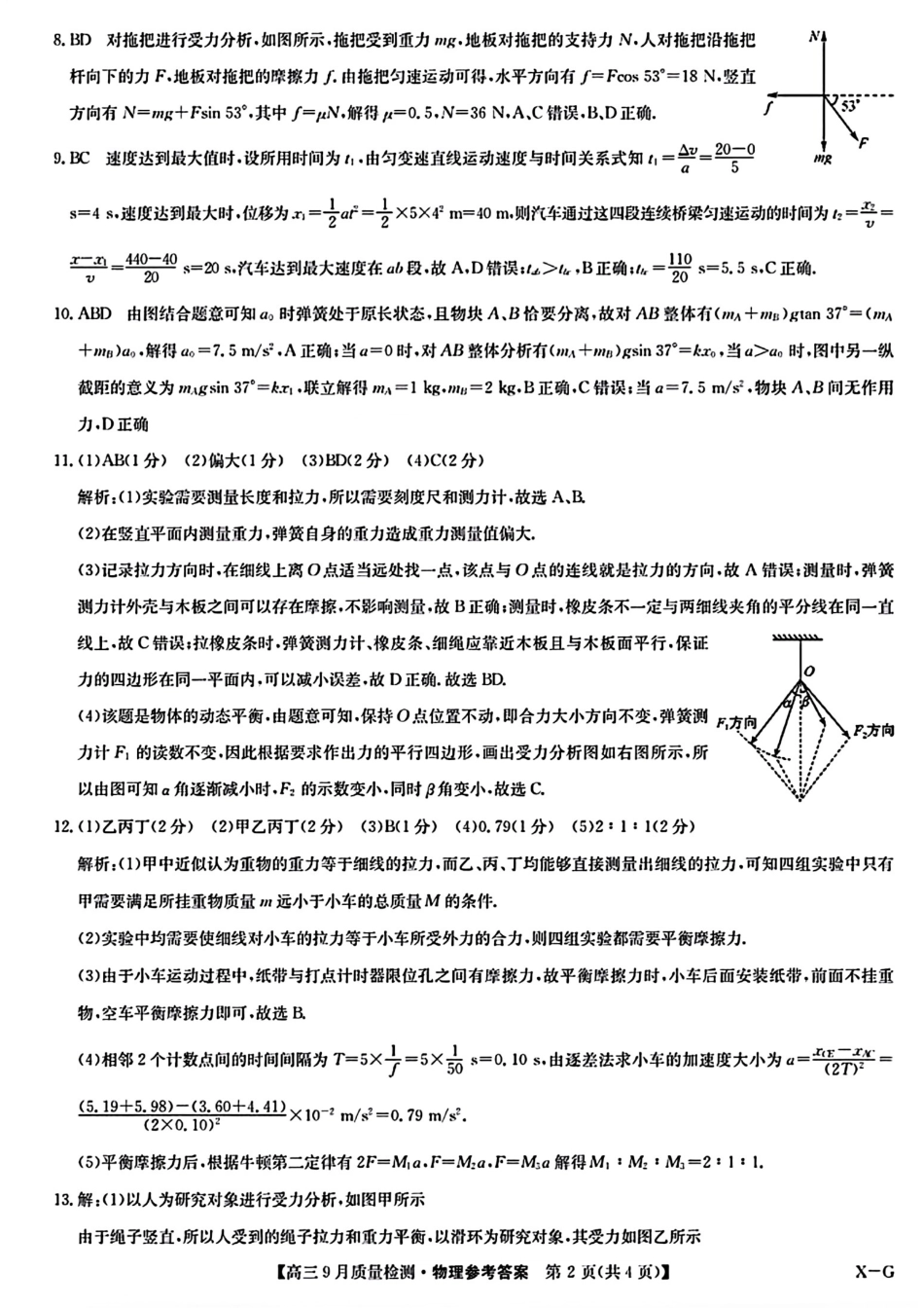 九师联盟2025届高三10月联考（W-G）物理试题答案.pdf_第2页