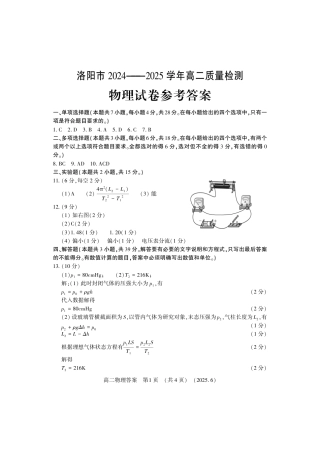 洛阳2024-2025学年6月高二质量检测-物理答案.pdf