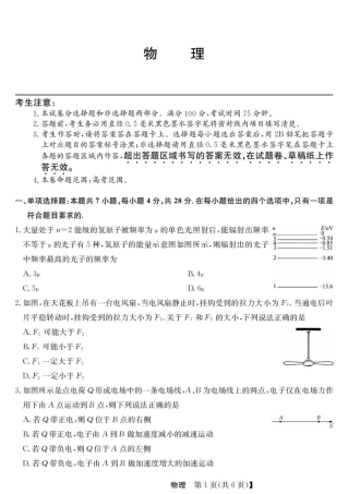青海省西宁市大通县2026届高三上学期开学摸底考试物理+答案.pdf