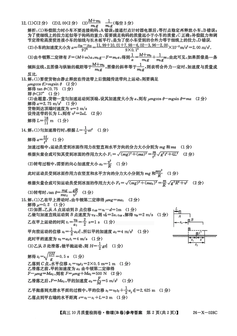 山西三晋卓越联盟2025-2026高三10月质量检测-物理答案.pdf_第2页
