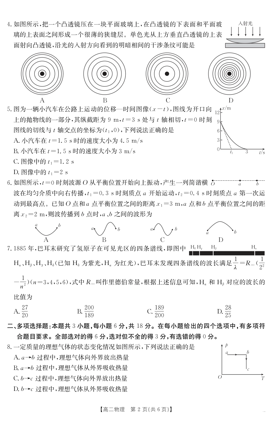 山西省2024-2025学年高二下学期期末考试 物理.pdf_第2页