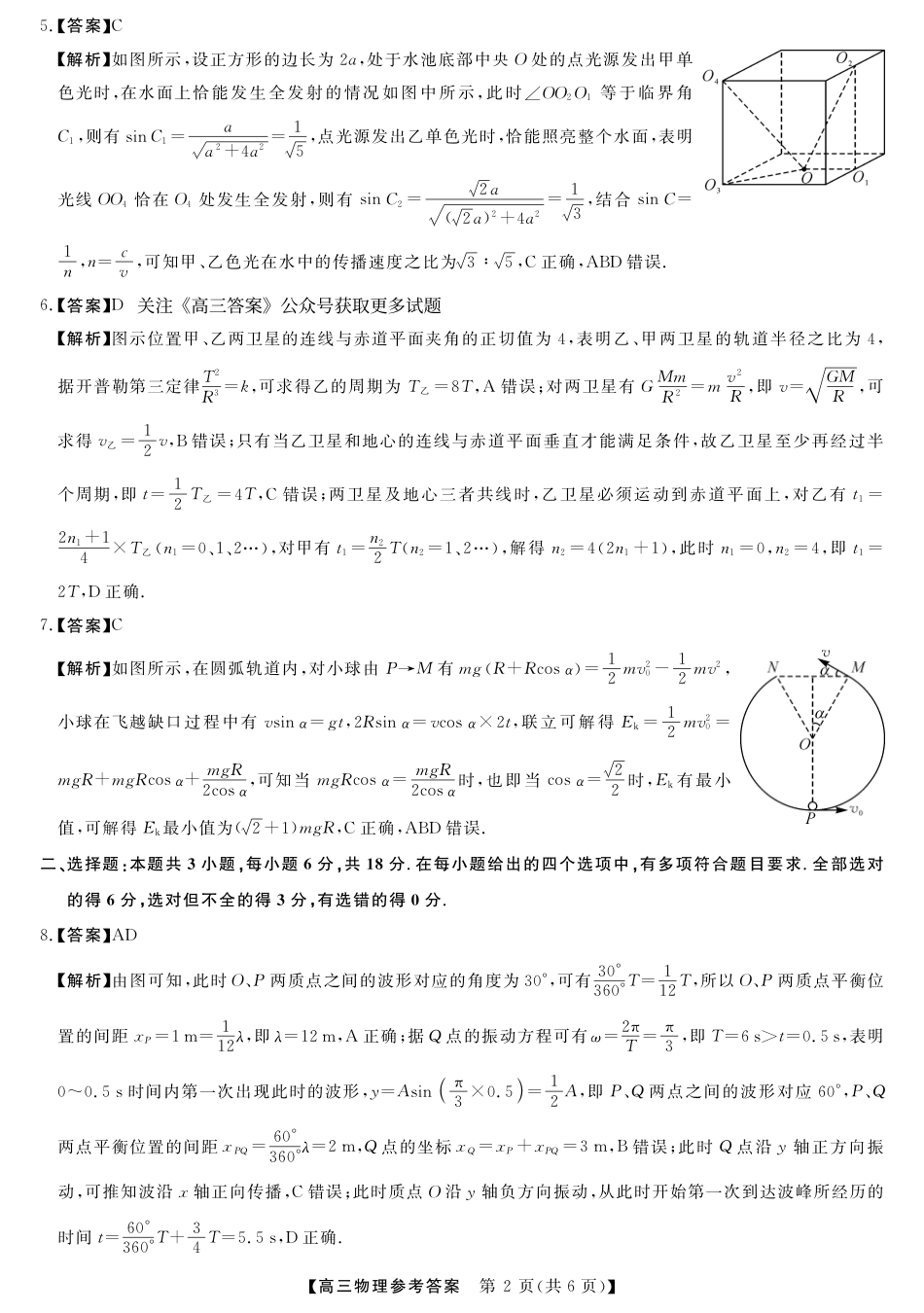 山西省金科大联考2025届高三1月质量检测（25272C）物理答案.pdf_第2页