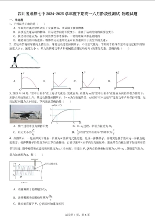 四川省成都市第七中学2024-2025学年高一下学期6月月考物理+答案.pdf
