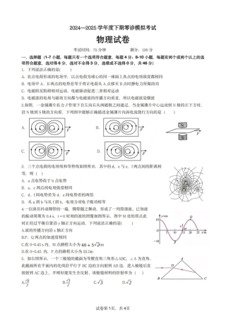 物理试题-四川省成都市第七中学2024-2025学年度下期高2026届零诊模拟考试.pdf