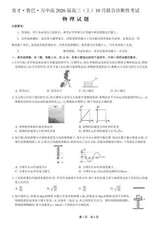 育才·鲁巴·万中高2026届高三（上）10月联合诊断性考试物理.pdf