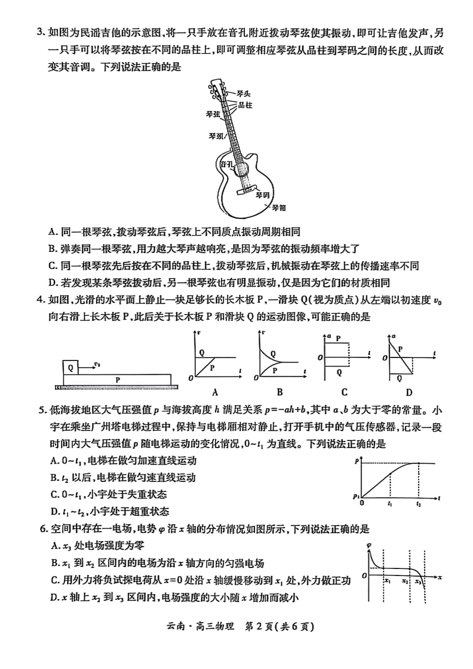 云南民族大学附属高级中学2026届高三联考卷（二）物理.pdf_第2页