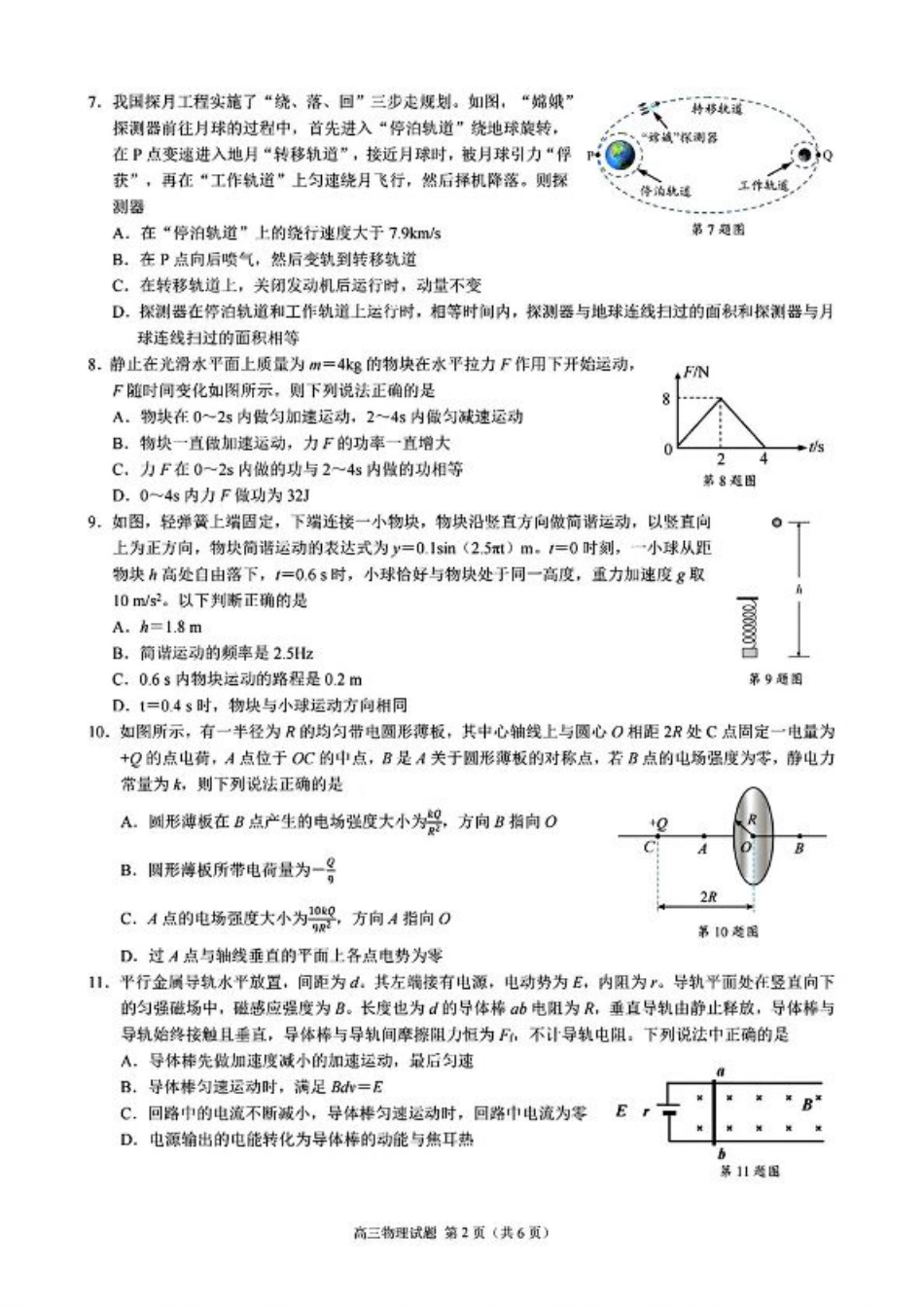 浙江省9+1高中联盟2025届高三上学期11月期中考试（全科）_物理+答案.pdf_第2页