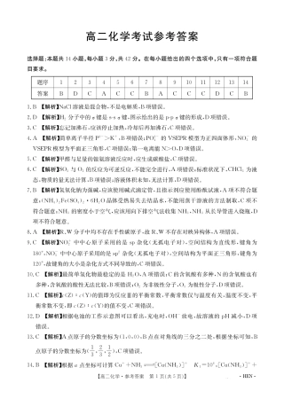 河南省2024-2025学年高二下学期6月百万大联考 化学答案.pdf