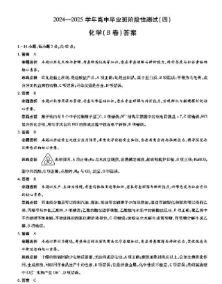 河南省大联考2024-2025学年高中毕业班阶段性测试（四）化学（B卷）_化学试卷答案.pdf