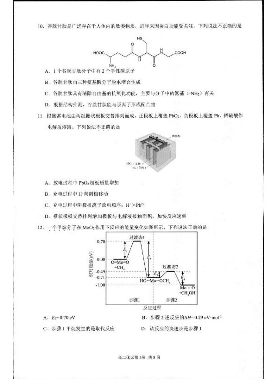 浙江省杭州市2024-2025学年高二下学期6月期末教学质量检测化学试题（含答案）.pdf_第3页