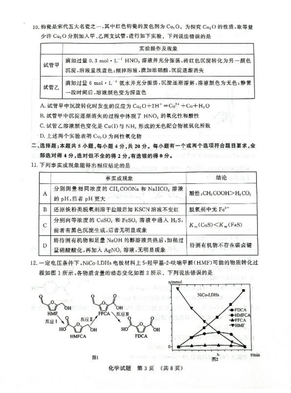 山东省济南市2024-2025学年高三上学期开学摸底考试_化学试题 济南开学考.pdf_第3页