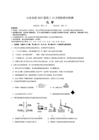 山东省部分名校2025届高三上学期12月校际联合检测化学+答案.pdf