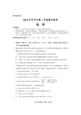 2024年毕节市高二年级期末联考+化学.pdf