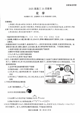 2025届湖南省天壹名校联盟高三10月联考化学_高三联考化学试卷.pdf