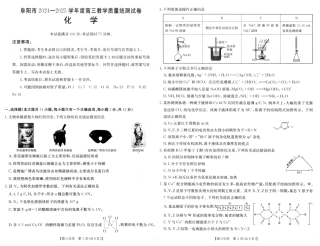 安徽省阜阳市2025届高三上学期教学质量统测化学试卷（含答案）.pdf