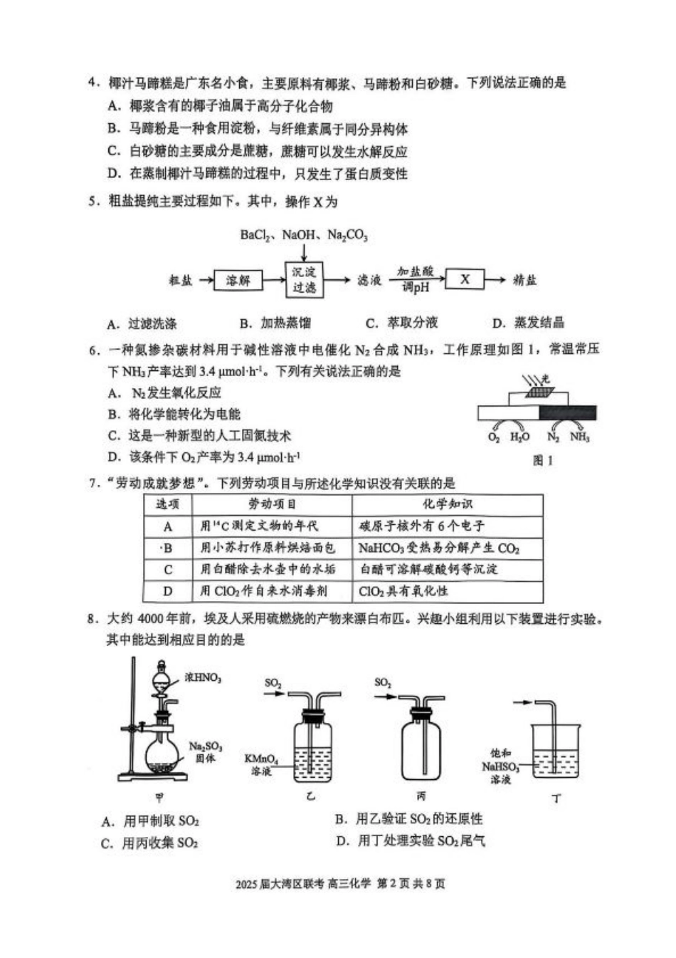 广东省大湾区2025届普通高中毕业年级联合模拟考试（二）化学（含答案）.pdf_第2页