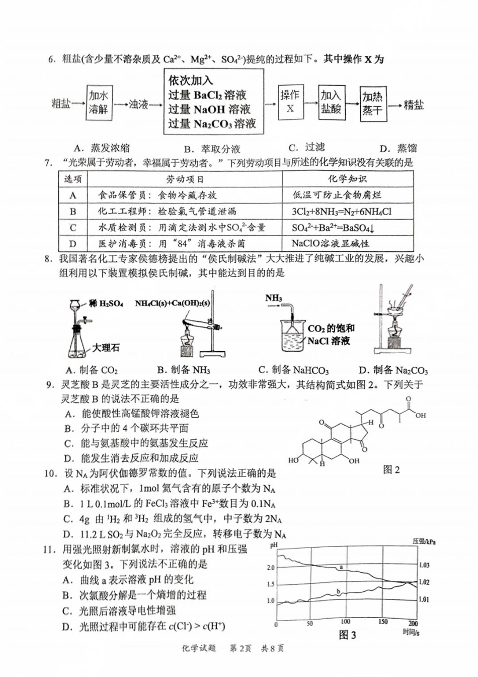 广东省惠州市2025届高三第二次调研考试化学试卷+答案.pdf_第2页