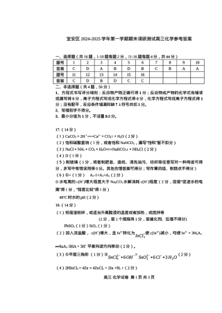 广东省深圳市宝安区2024-2025学年高三上学期10月第一次调研测试 化学_化学答案.pdf