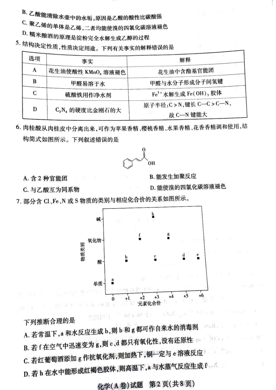 河南大联考2024-2025学年高三上学期毕业班阶段性测试(四)化学试题（无答案）.pdf_第2页